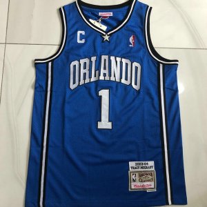 Maillot de Basket #1 Mcgrady Orlando Magic 2003-04 authetic Bleu